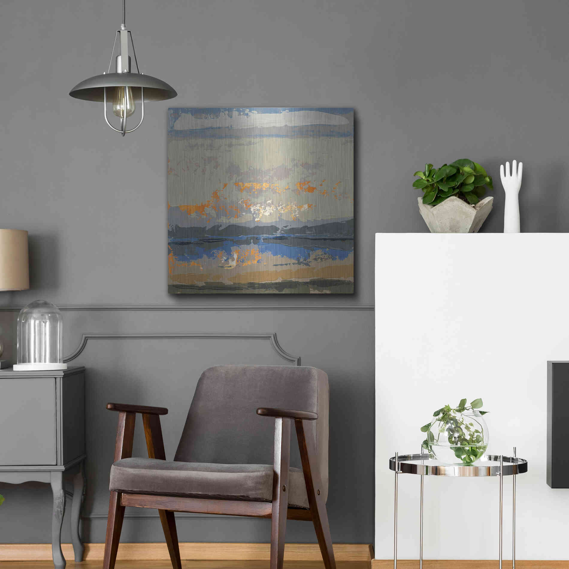 Luxe Metal Art 'Evening Killala Bay' by Grainne Dowling, Metal Wall Art,24x24