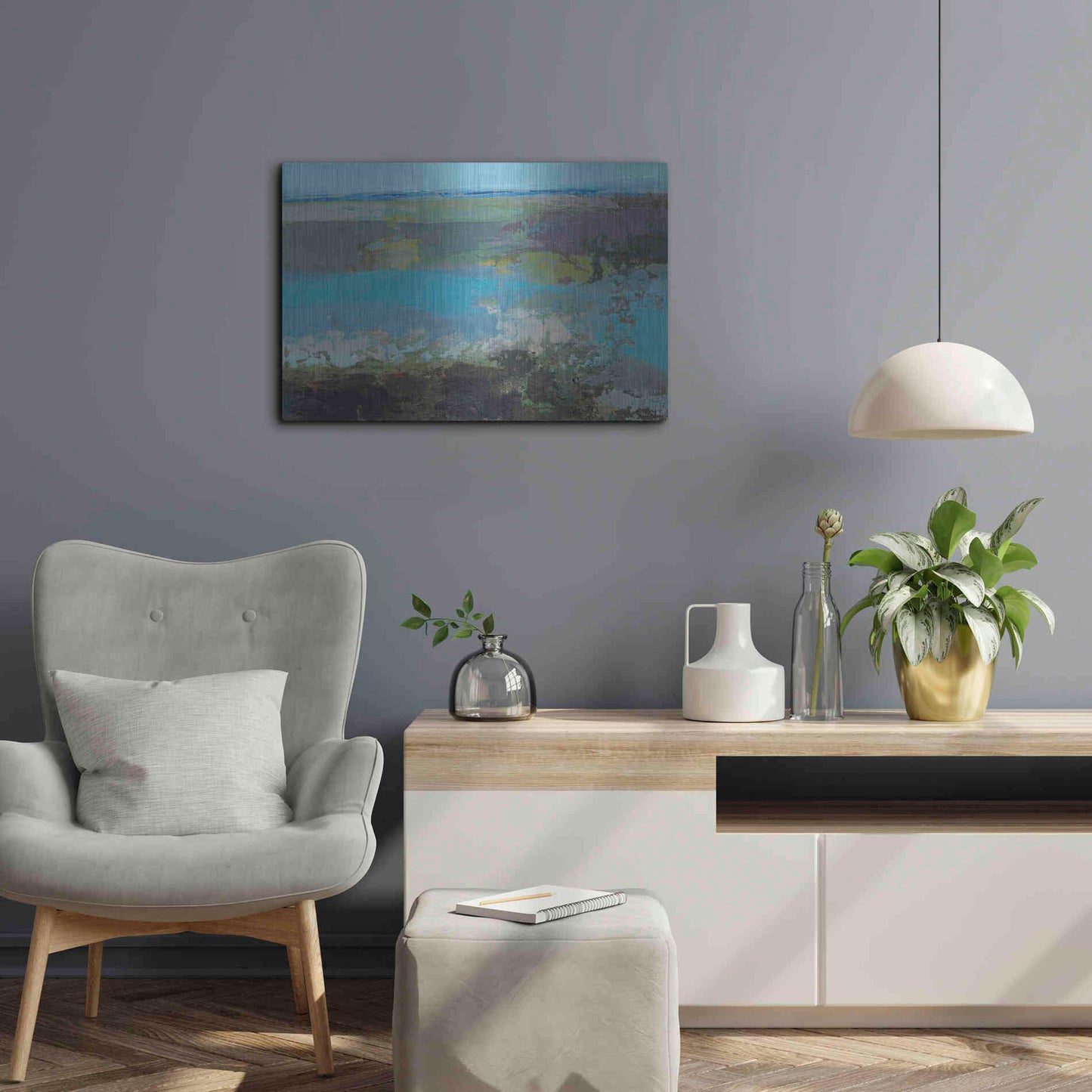 Luxe Metal Art 'Killala Bay IV' by Grainne Dowling, Metal Wall Art,24x16