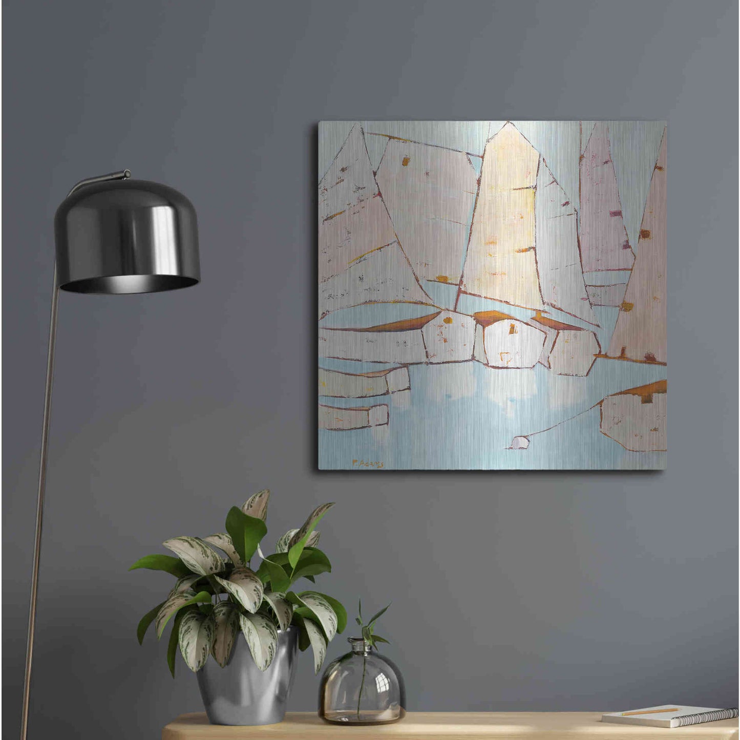 Luxe Metal Art 'Moored' by Phyllis Adams, Metal Wall Art,24x24