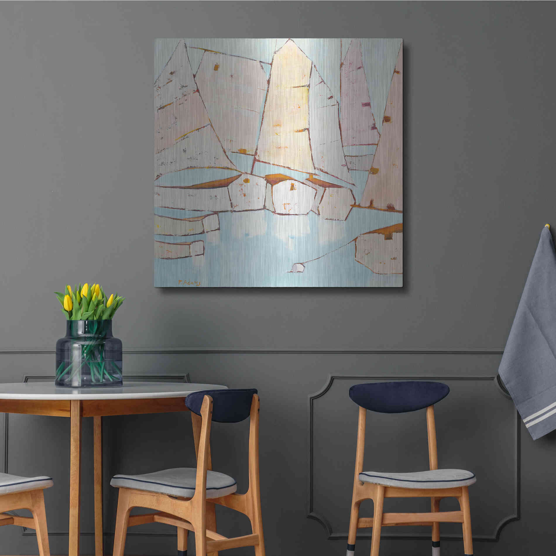 Luxe Metal Art 'Moored' by Phyllis Adams, Metal Wall Art,36x36