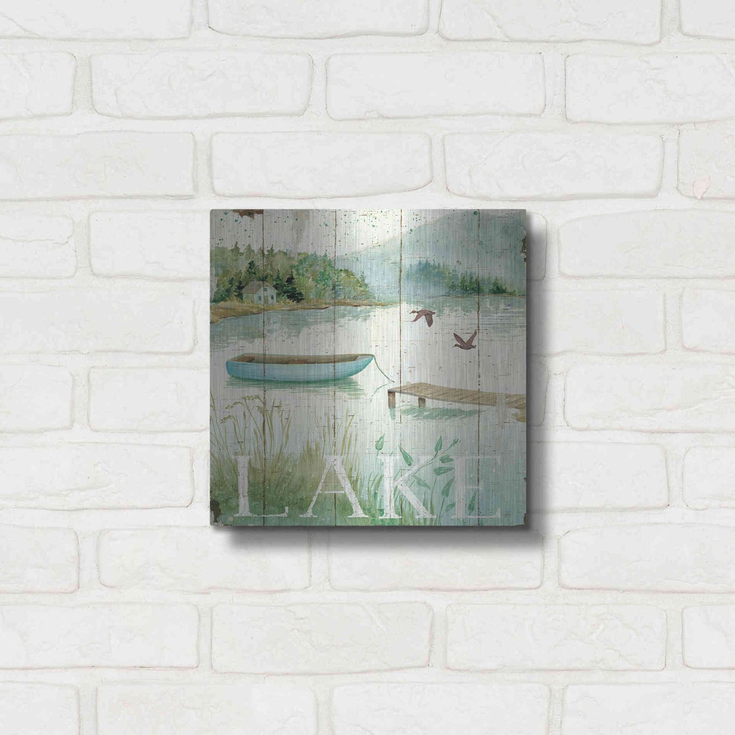 Luxe Metal Art 'Lakeside II' by Daphne Brissonet, Metal Wall Art,12x12