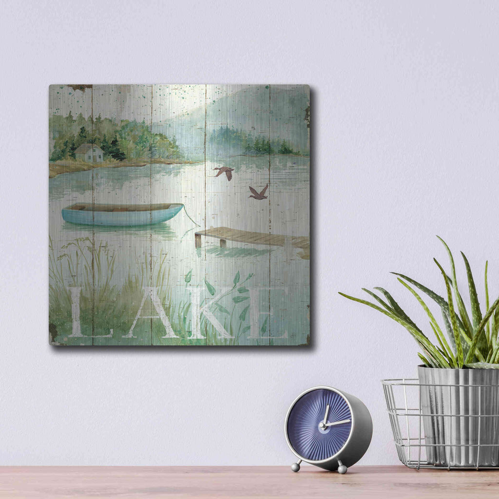 Luxe Metal Art 'Lakeside II' by Daphne Brissonet, Metal Wall Art,12x12