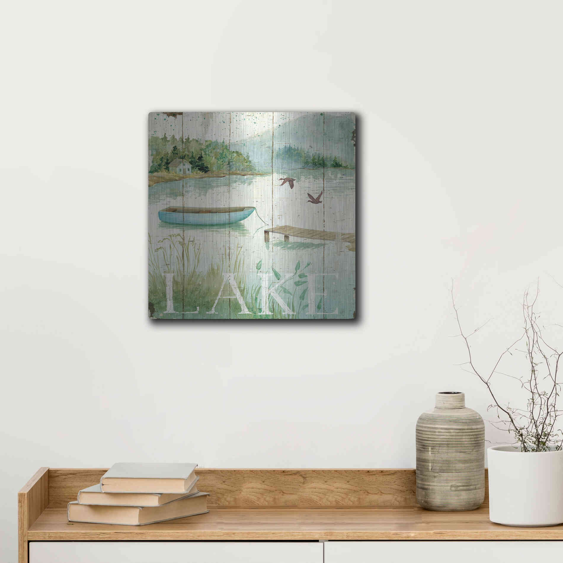 Luxe Metal Art 'Lakeside II' by Daphne Brissonet, Metal Wall Art,12x12
