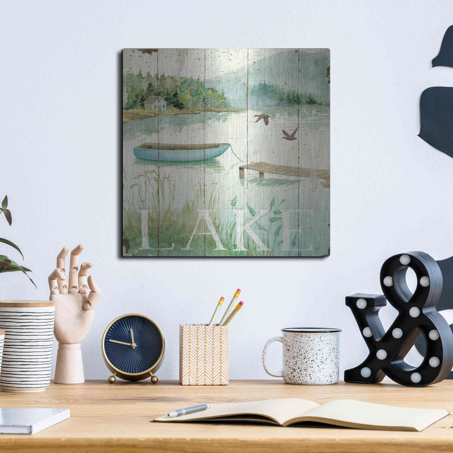 Luxe Metal Art 'Lakeside II' by Daphne Brissonet, Metal Wall Art,12x12