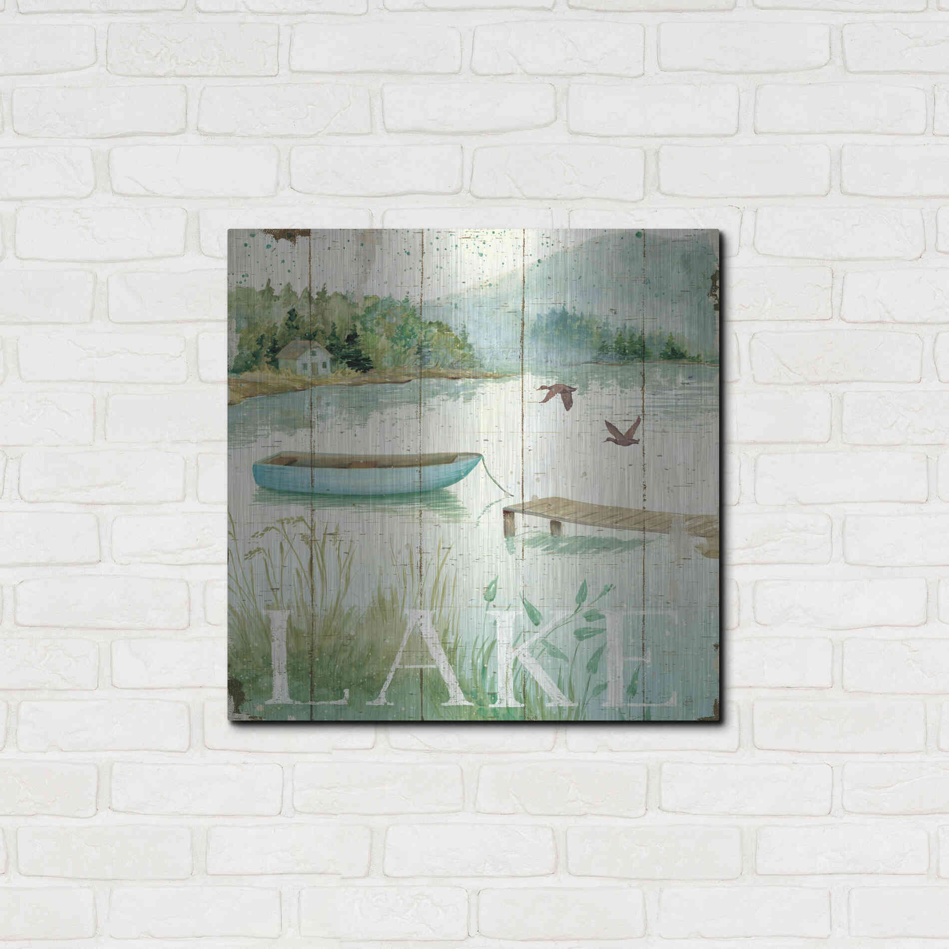 Luxe Metal Art 'Lakeside II' by Daphne Brissonet, Metal Wall Art,24x24