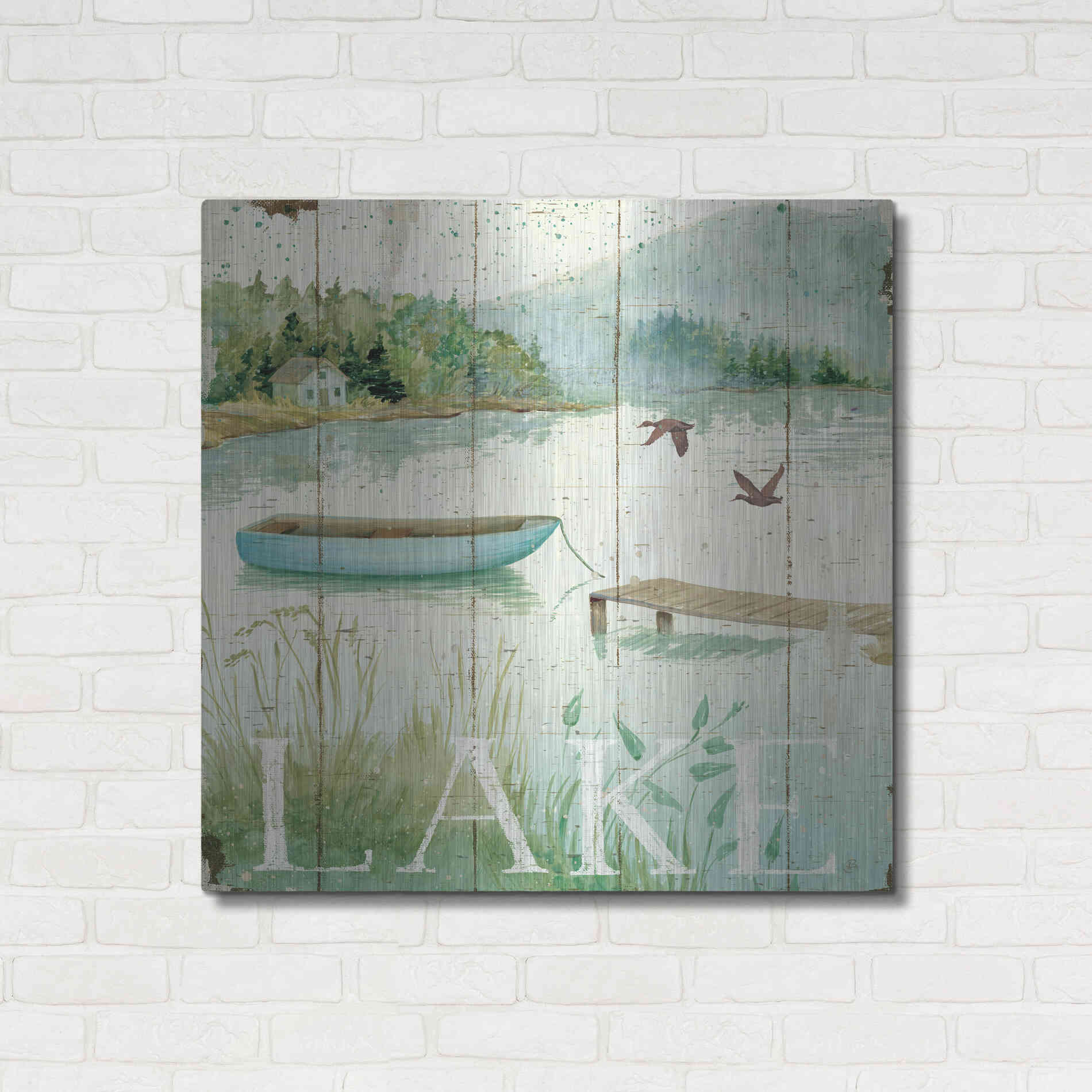 Luxe Metal Art 'Lakeside II' by Daphne Brissonet, Metal Wall Art,36x36