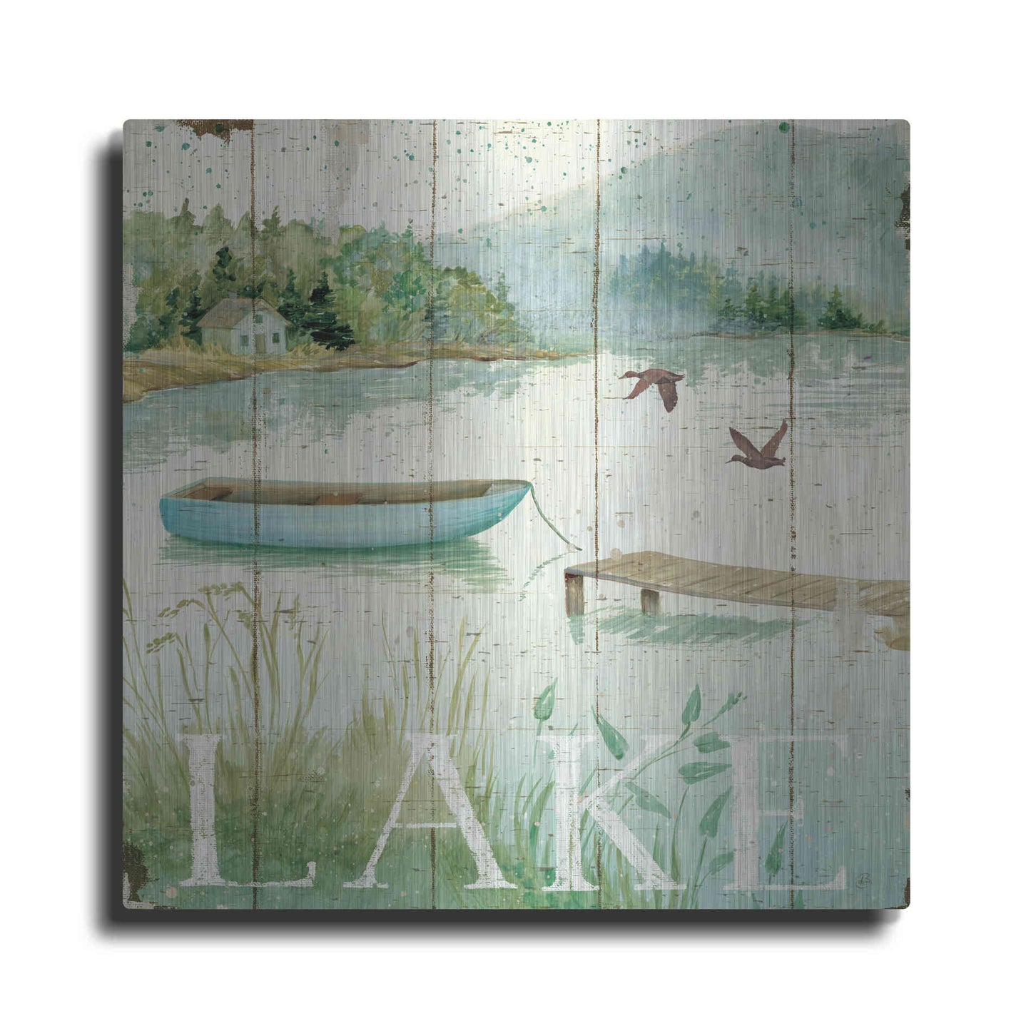 Luxe Metal Art 'Lakeside II' by Daphne Brissonet, Metal Wall Art