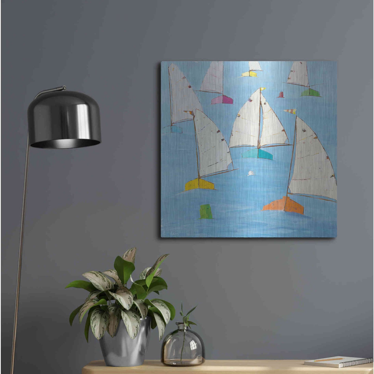 Luxe Metal Art 'Regatta V' by Phyllis Adams, Metal Wall Art,24x24