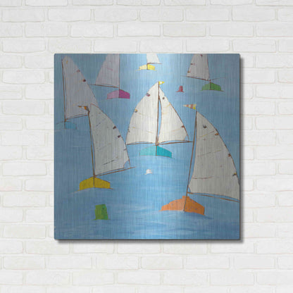 Luxe Metal Art 'Regatta V' by Phyllis Adams, Metal Wall Art,36x36