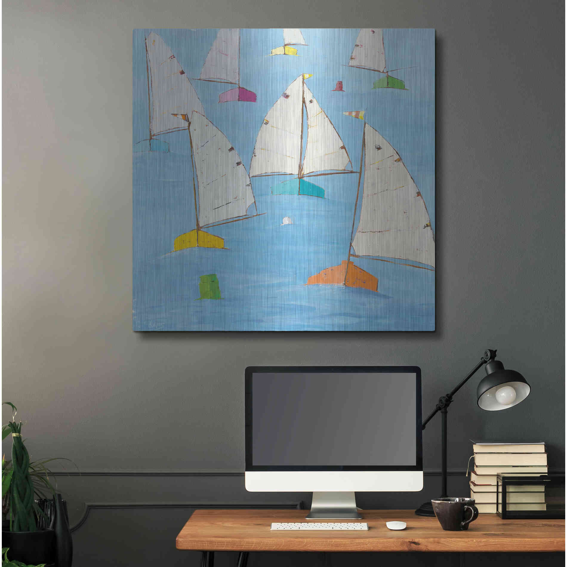 Luxe Metal Art 'Regatta V' by Phyllis Adams, Metal Wall Art,36x36