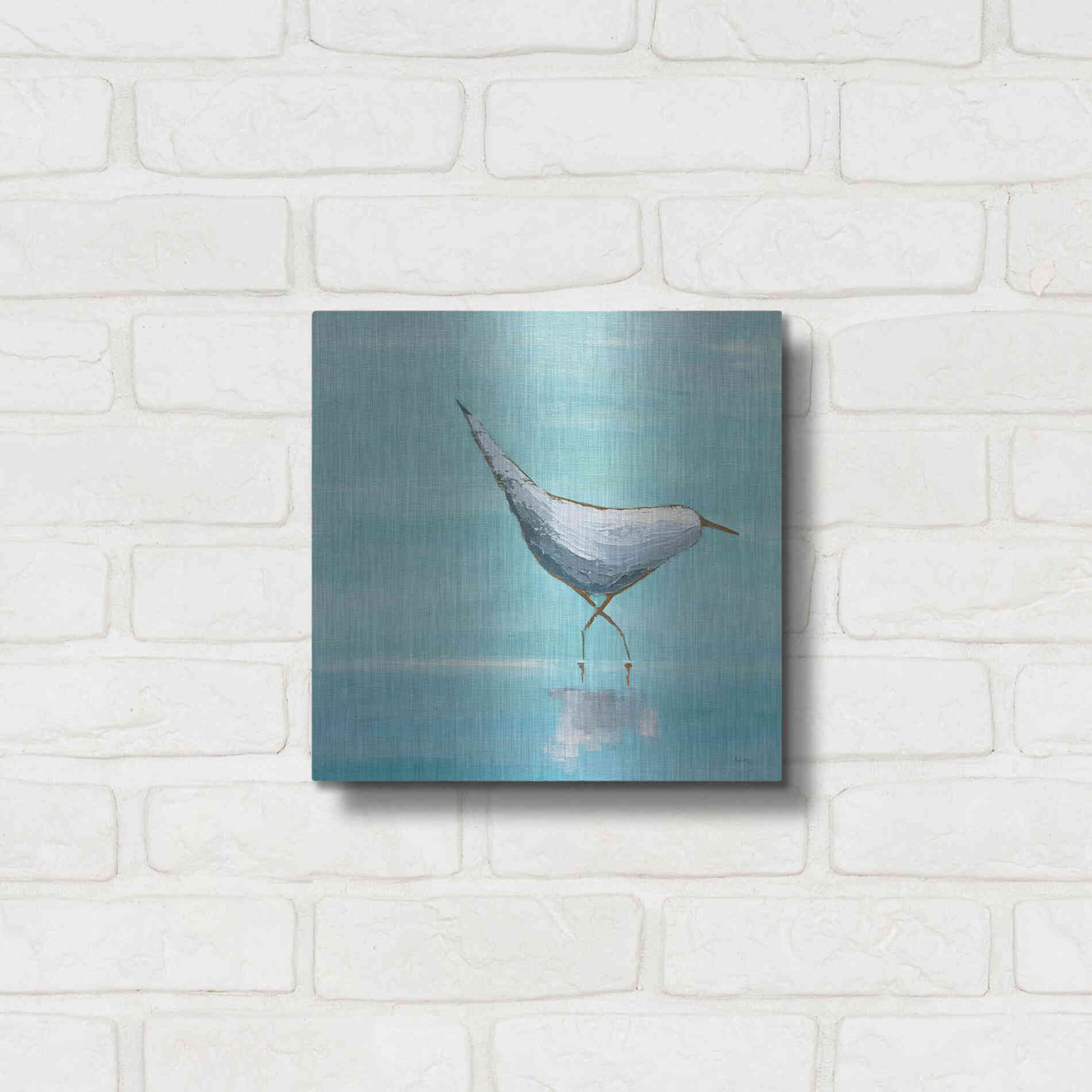 Luxe Metal Art 'Egret I' by Phyllis Adams, Metal Wall Art,12x12
