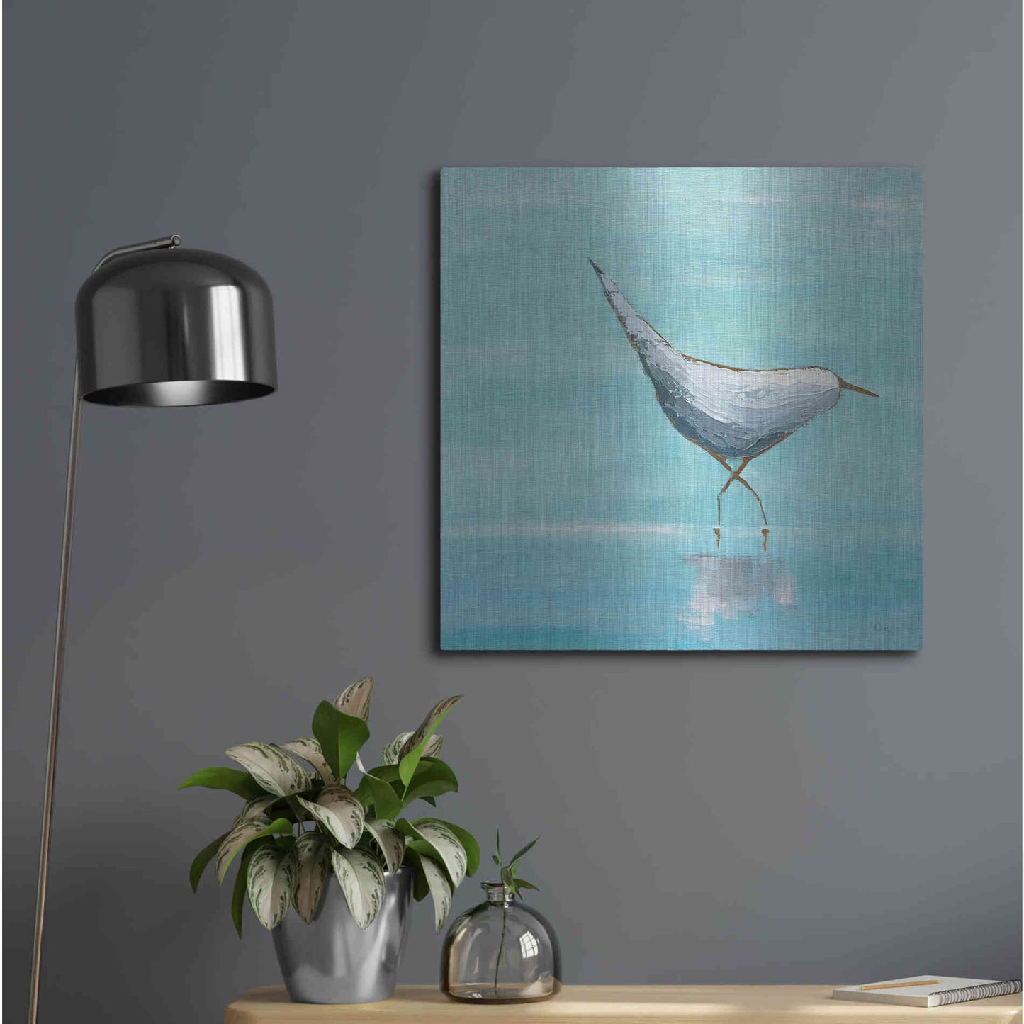 Luxe Metal Art 'Egret I' by Phyllis Adams, Metal Wall Art,24x24