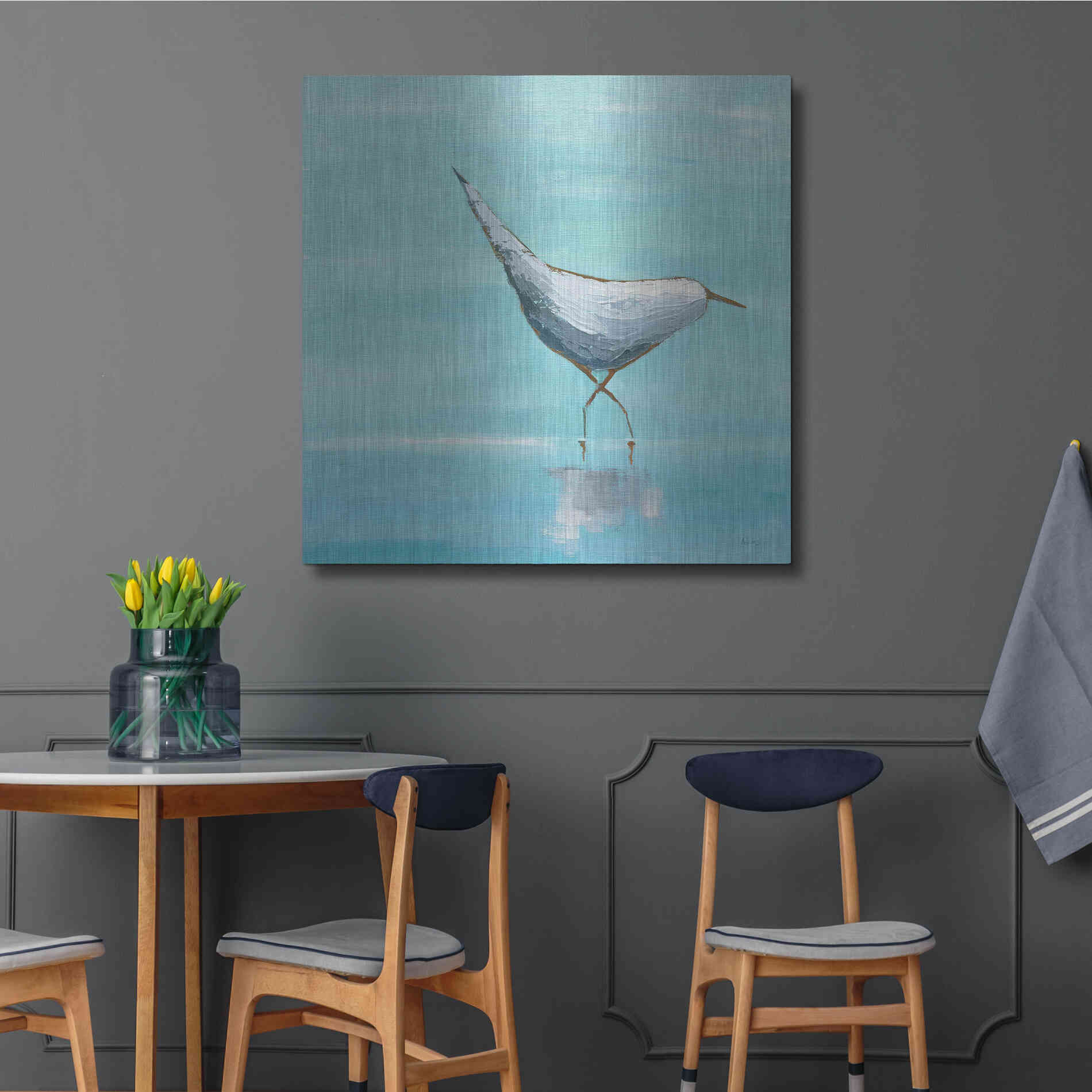 Luxe Metal Art 'Egret I' by Phyllis Adams, Metal Wall Art,36x36