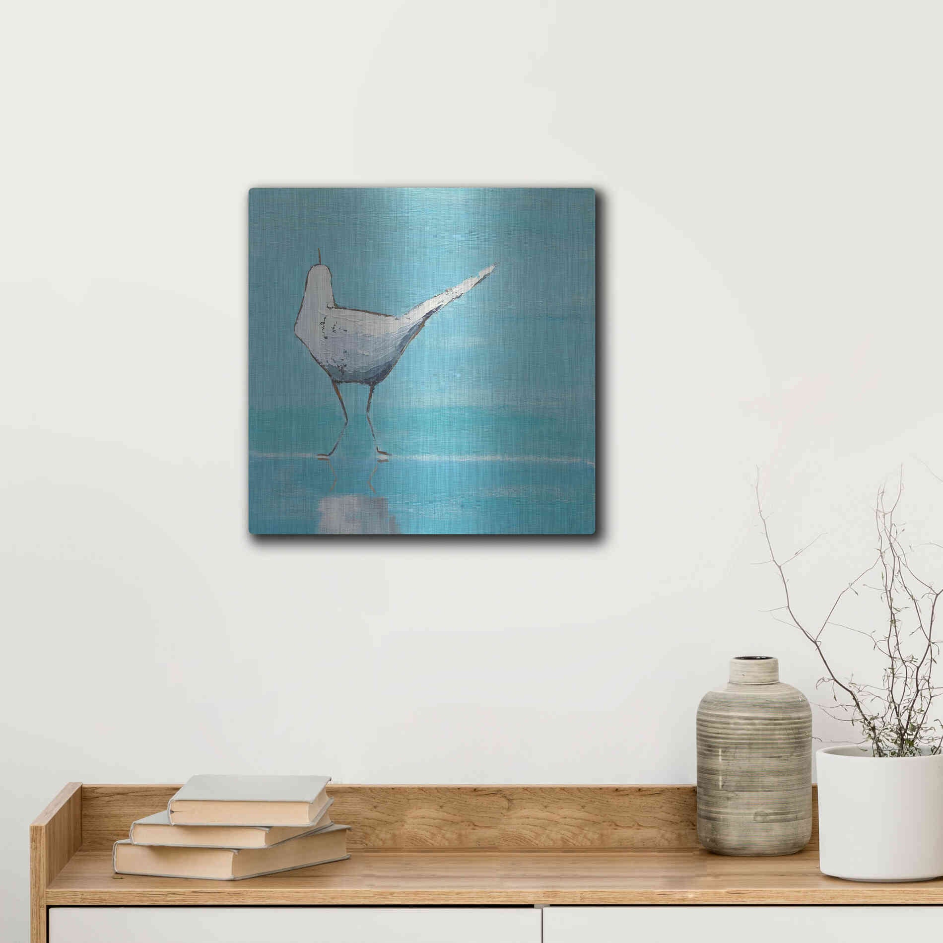 Luxe Metal Art 'Egret II' by Phyllis Adams, Metal Wall Art,12x12