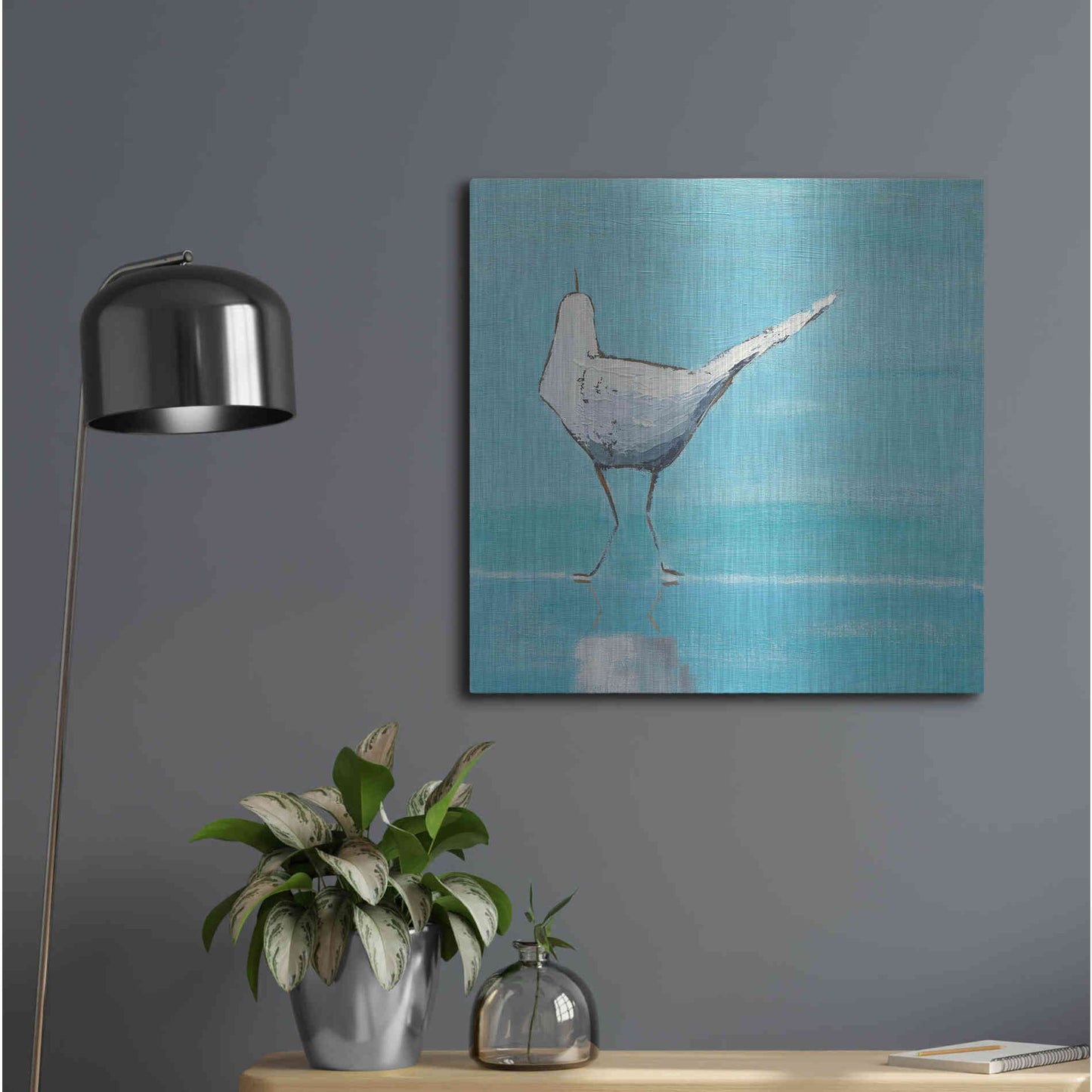 Luxe Metal Art 'Egret II' by Phyllis Adams, Metal Wall Art,24x24