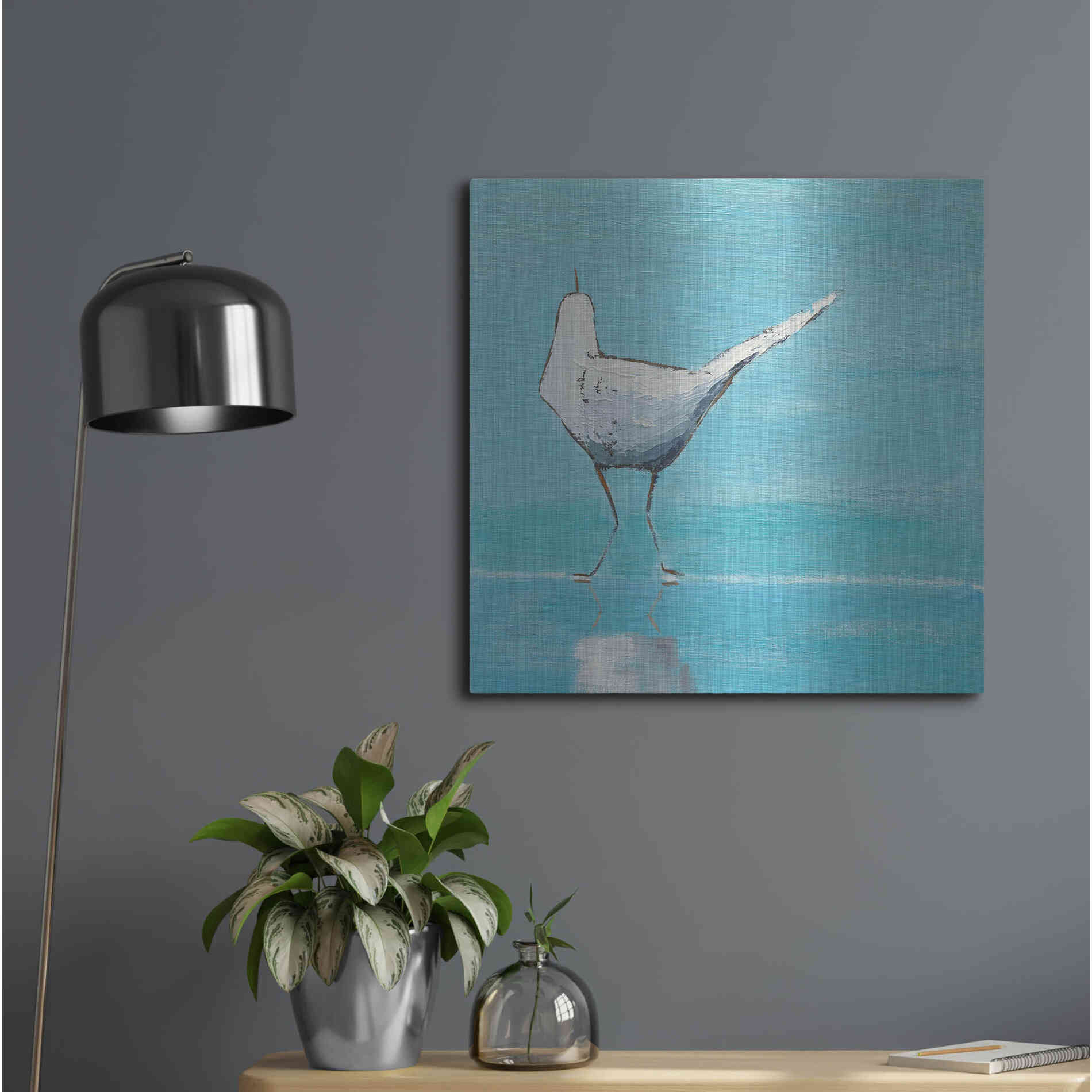 Luxe Metal Art 'Egret II' by Phyllis Adams, Metal Wall Art,24x24