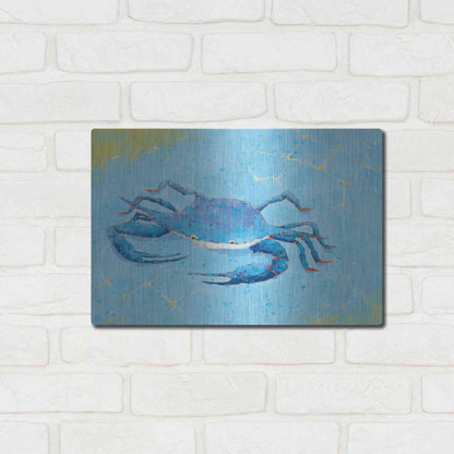 Luxe Metal Art 'Blue Crab V' by Phyllis Adams, Metal Wall Art,16x12