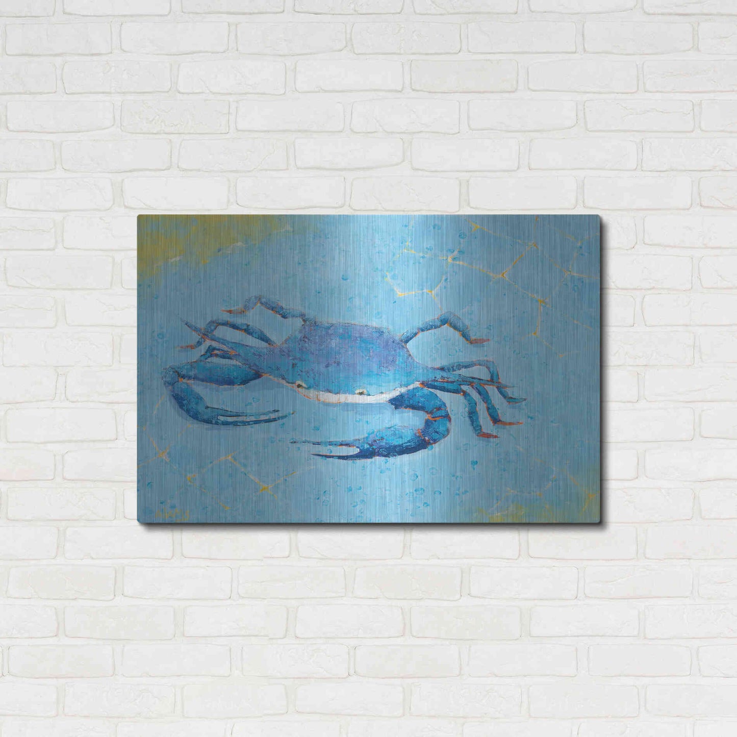 Luxe Metal Art 'Blue Crab V' by Phyllis Adams, Metal Wall Art,36x24