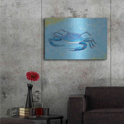 Luxe Metal Art 'Blue Crab V' by Phyllis Adams, Metal Wall Art,36x24
