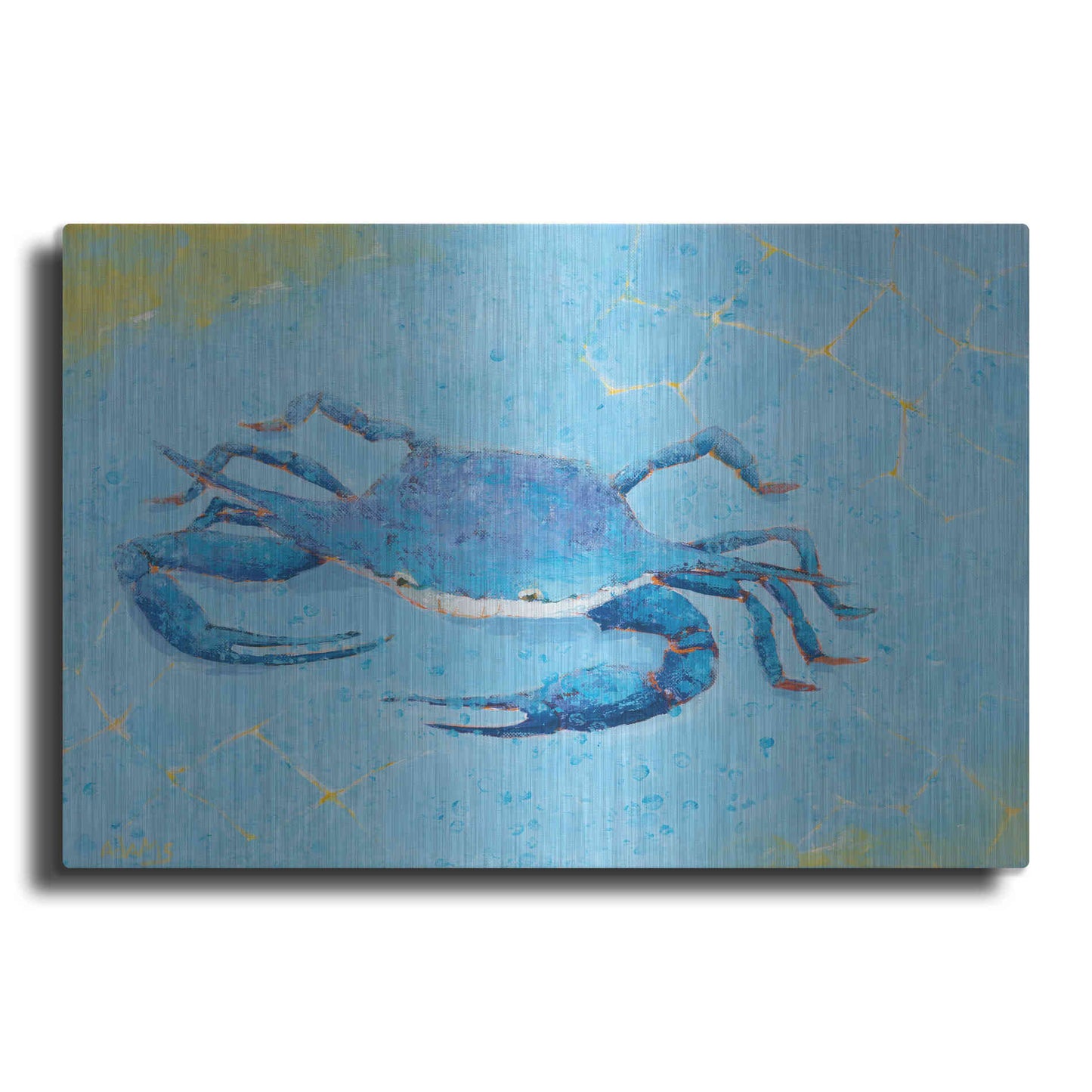 Luxe Metal Art 'Blue Crab V' by Phyllis Adams, Metal Wall Art