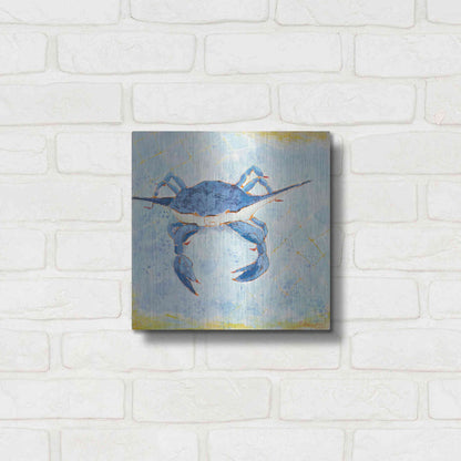 Luxe Metal Art 'Blue Crab VI' by Phyllis Adams, Metal Wall Art,12x12