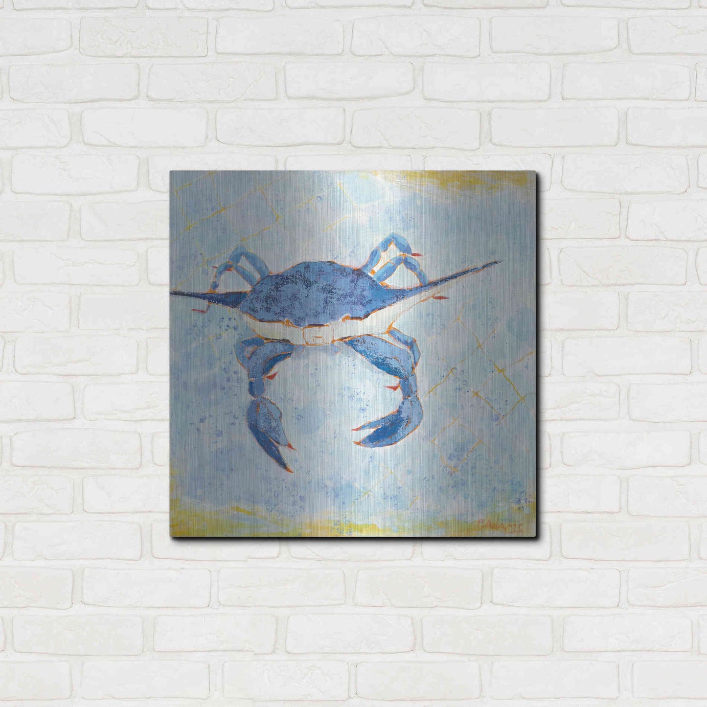 Luxe Metal Art 'Blue Crab VI' by Phyllis Adams, Metal Wall Art,24x24