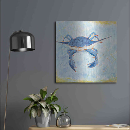Luxe Metal Art 'Blue Crab VI' by Phyllis Adams, Metal Wall Art,24x24