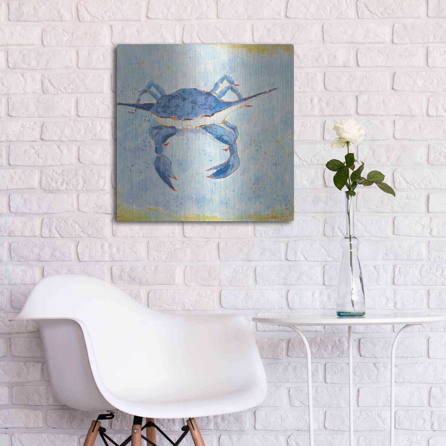 Luxe Metal Art 'Blue Crab VI' by Phyllis Adams, Metal Wall Art,24x24