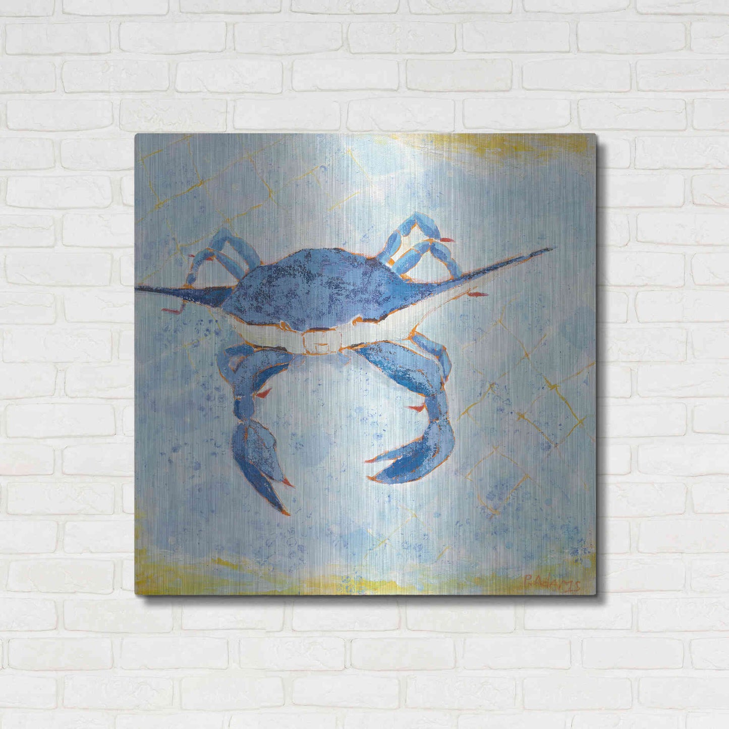 Luxe Metal Art 'Blue Crab VI' by Phyllis Adams, Metal Wall Art,36x36