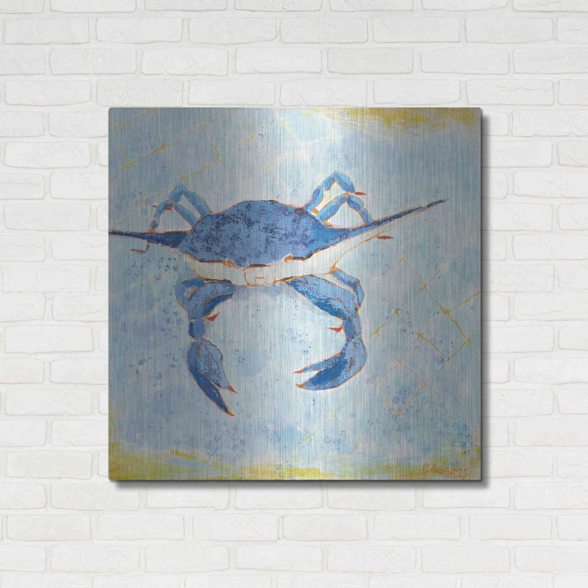 Luxe Metal Art 'Blue Crab VI' by Phyllis Adams, Metal Wall Art,36x36