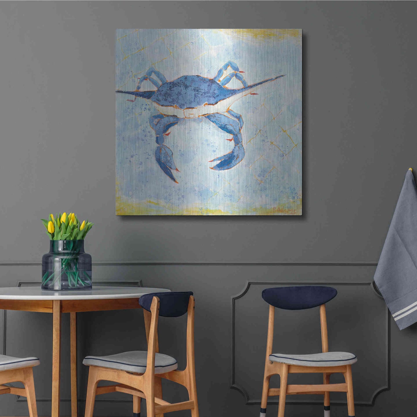 Luxe Metal Art 'Blue Crab VI' by Phyllis Adams, Metal Wall Art,36x36