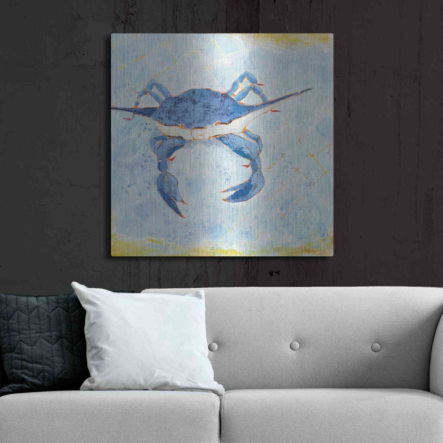 Luxe Metal Art 'Blue Crab VI' by Phyllis Adams, Metal Wall Art,36x36