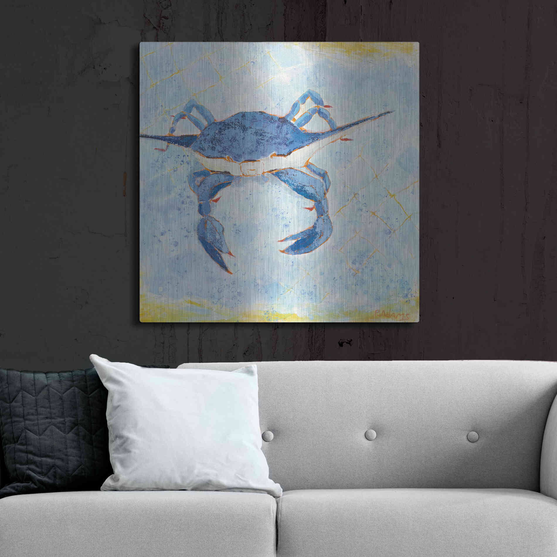 Luxe Metal Art 'Blue Crab VI' by Phyllis Adams, Metal Wall Art,36x36