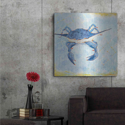 Luxe Metal Art 'Blue Crab VI' by Phyllis Adams, Metal Wall Art,36x36