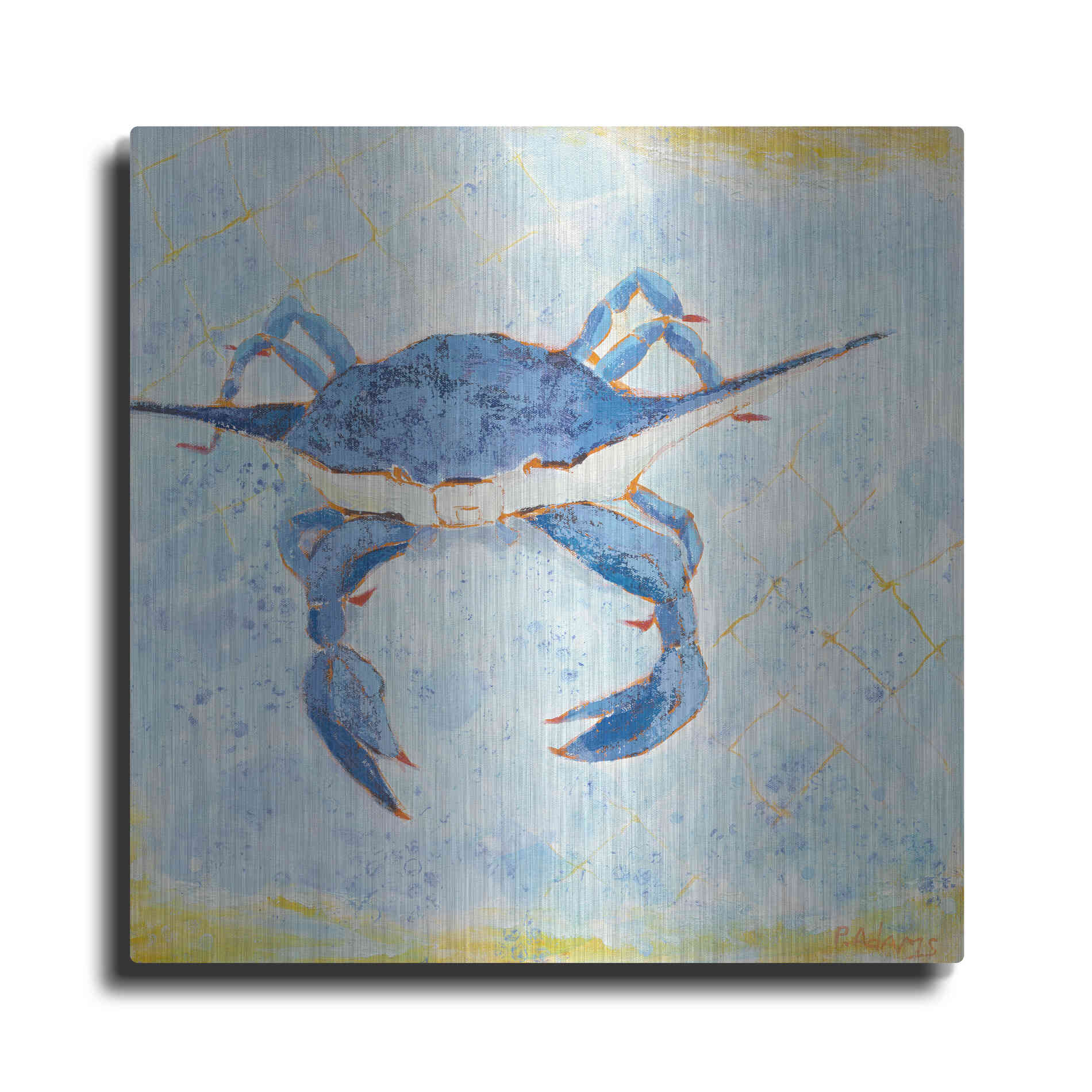 Luxe Metal Art 'Blue Crab VI' by Phyllis Adams, Metal Wall Art