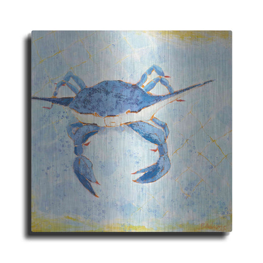 Luxe Metal Art 'Blue Crab VI' by Phyllis Adams, Metal Wall Art