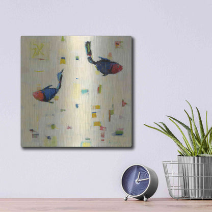 Luxe Metal Art 'One Fish Two Fish' by Phyllis Adams, Metal Wall Art,12x12
