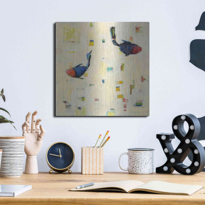 Luxe Metal Art 'One Fish Two Fish' by Phyllis Adams, Metal Wall Art,12x12