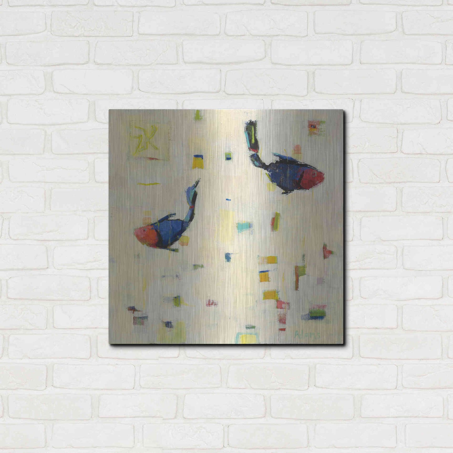 Luxe Metal Art 'One Fish Two Fish' by Phyllis Adams, Metal Wall Art,24x24