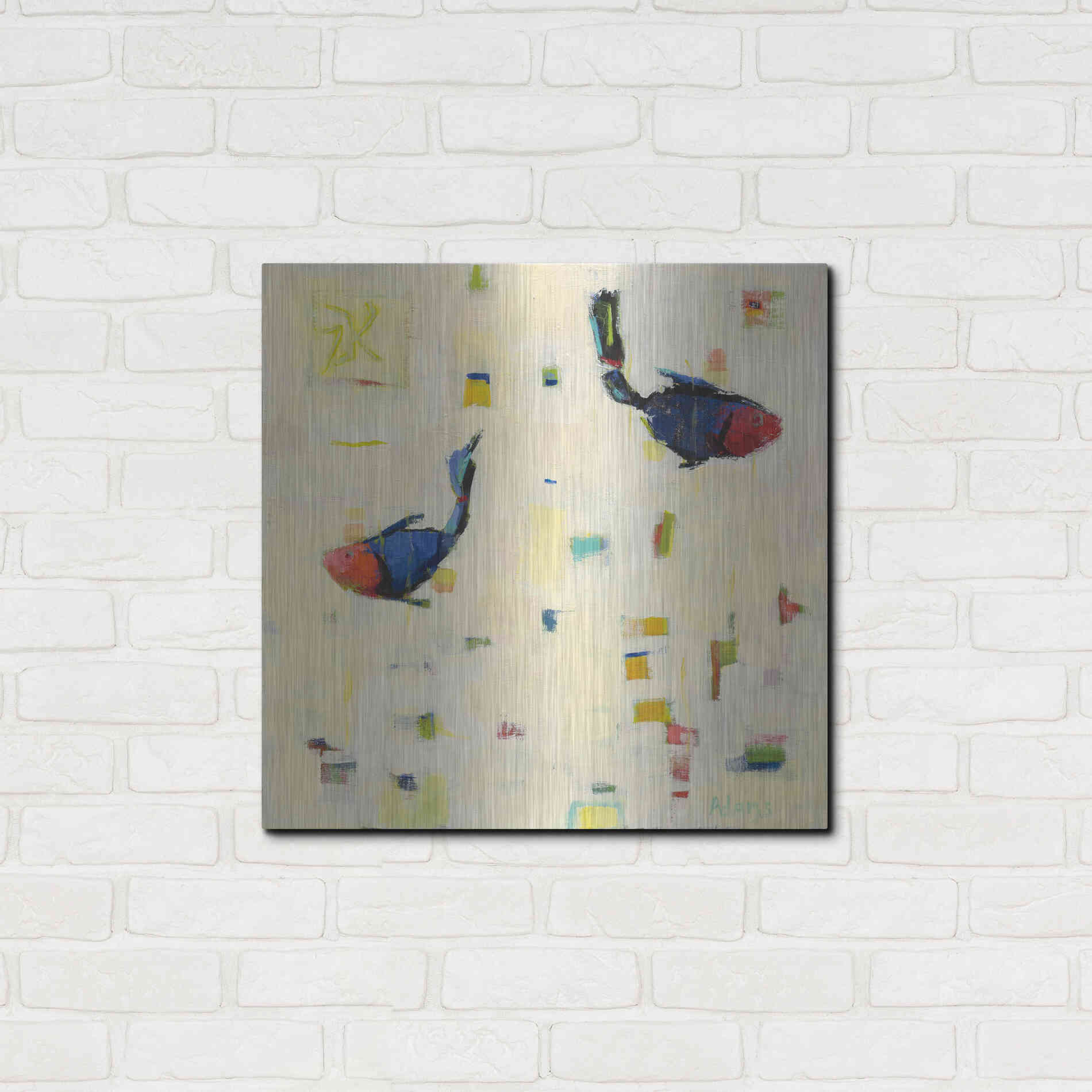 Luxe Metal Art 'One Fish Two Fish' by Phyllis Adams, Metal Wall Art,24x24
