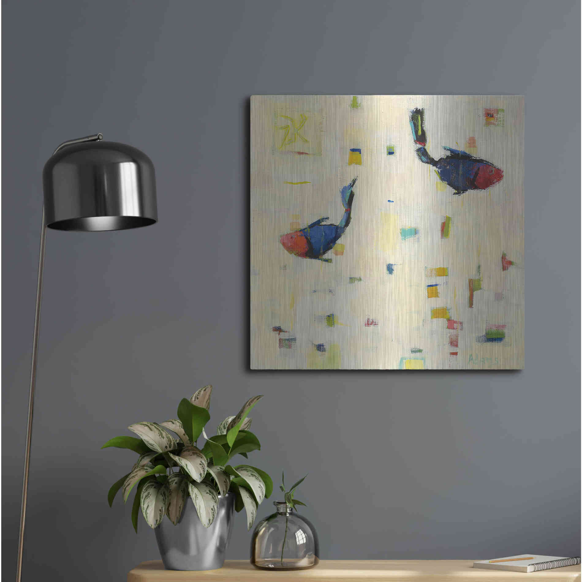 Luxe Metal Art 'One Fish Two Fish' by Phyllis Adams, Metal Wall Art,24x24