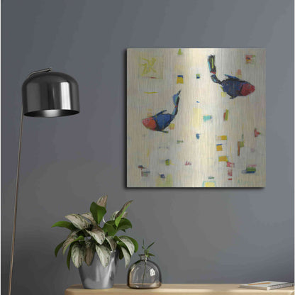 Luxe Metal Art 'One Fish Two Fish' by Phyllis Adams, Metal Wall Art,24x24