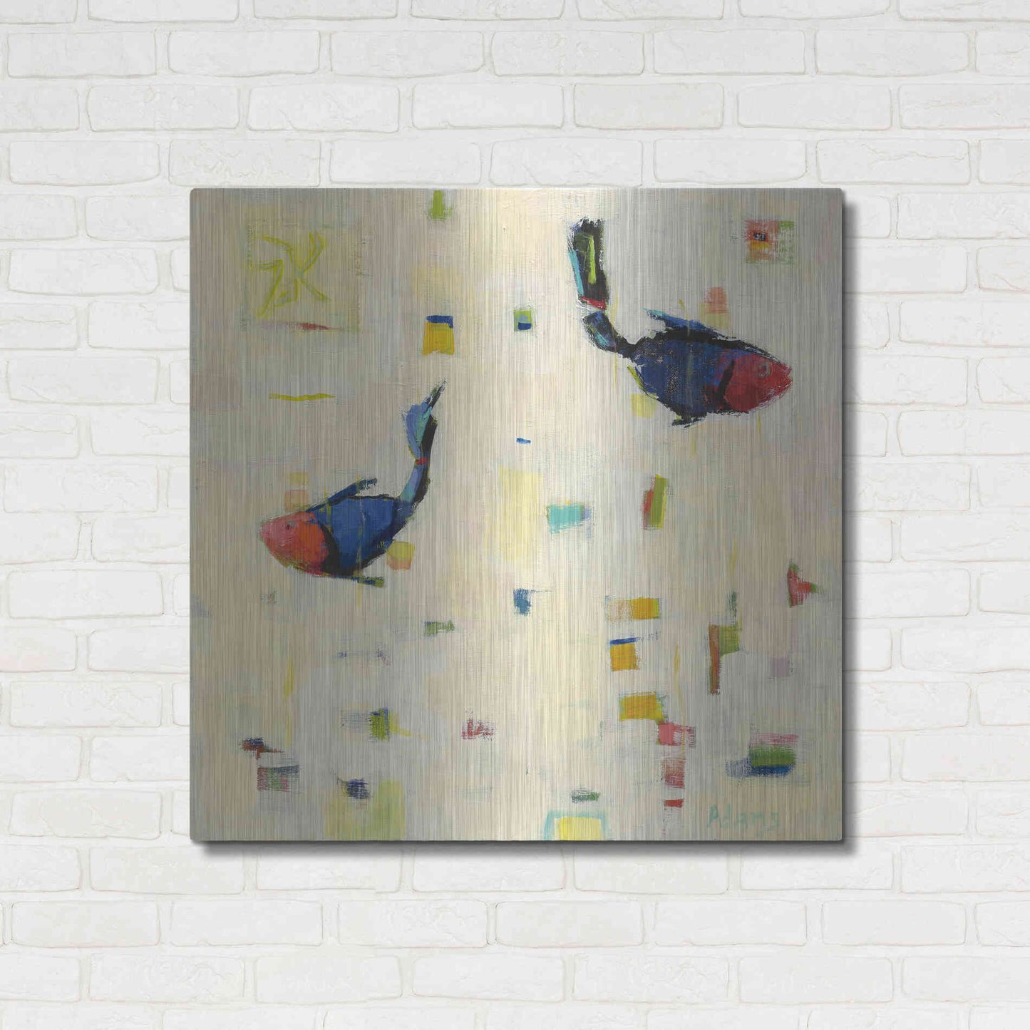 Luxe Metal Art 'One Fish Two Fish' by Phyllis Adams, Metal Wall Art,36x36