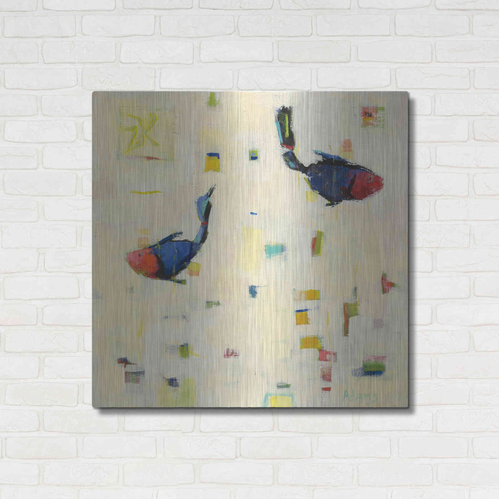 Luxe Metal Art 'One Fish Two Fish' by Phyllis Adams, Metal Wall Art,36x36