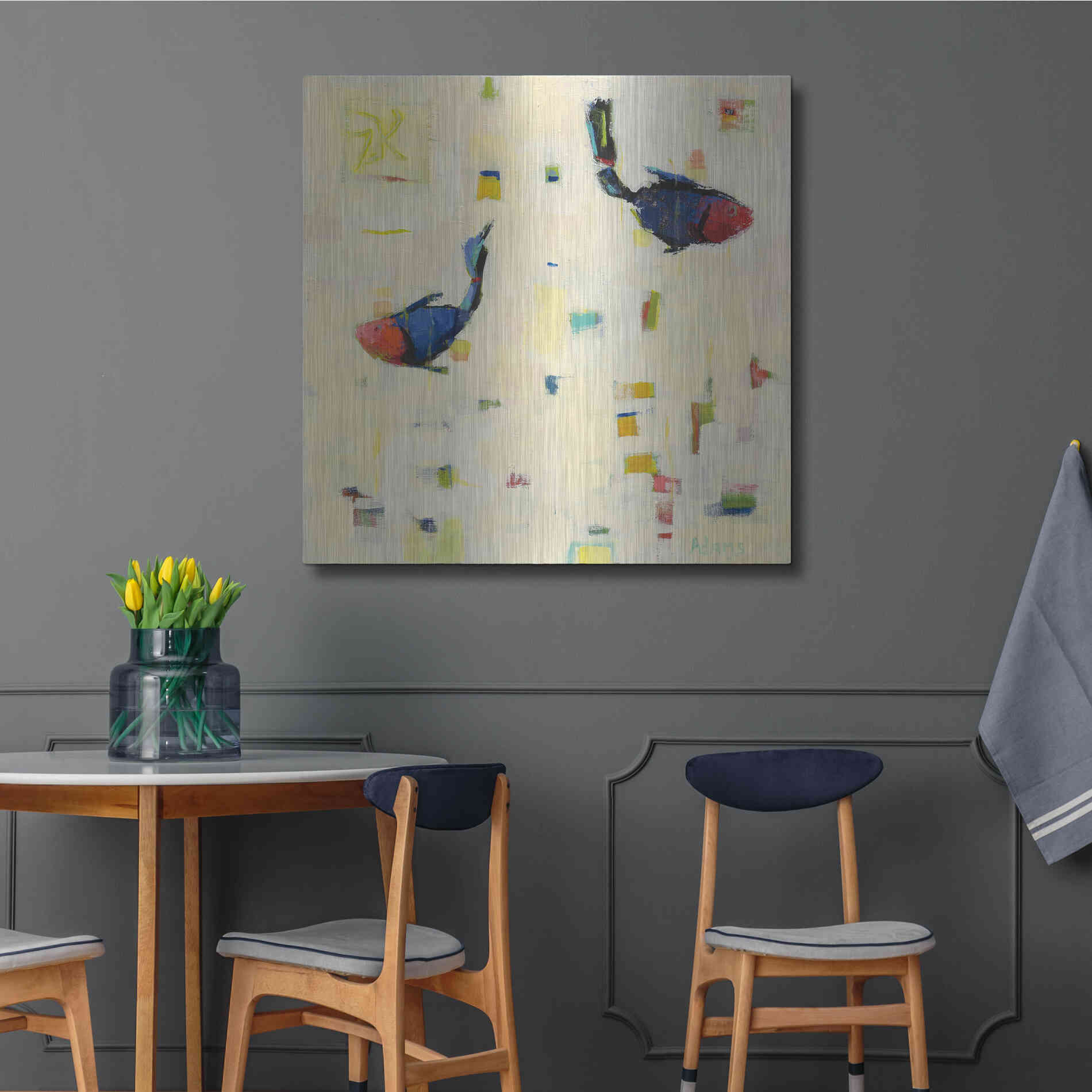 Luxe Metal Art 'One Fish Two Fish' by Phyllis Adams, Metal Wall Art,36x36