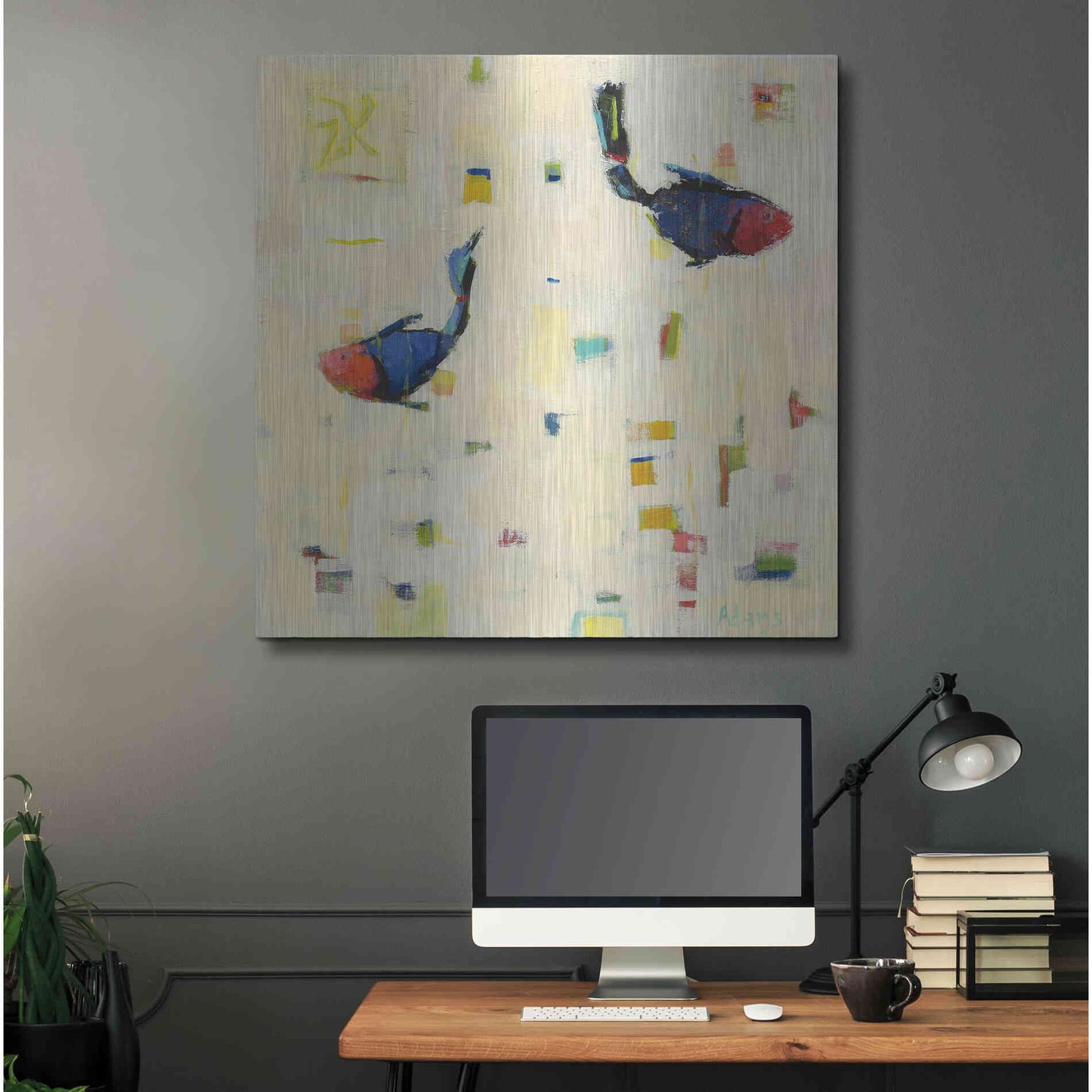 Luxe Metal Art 'One Fish Two Fish' by Phyllis Adams, Metal Wall Art,36x36