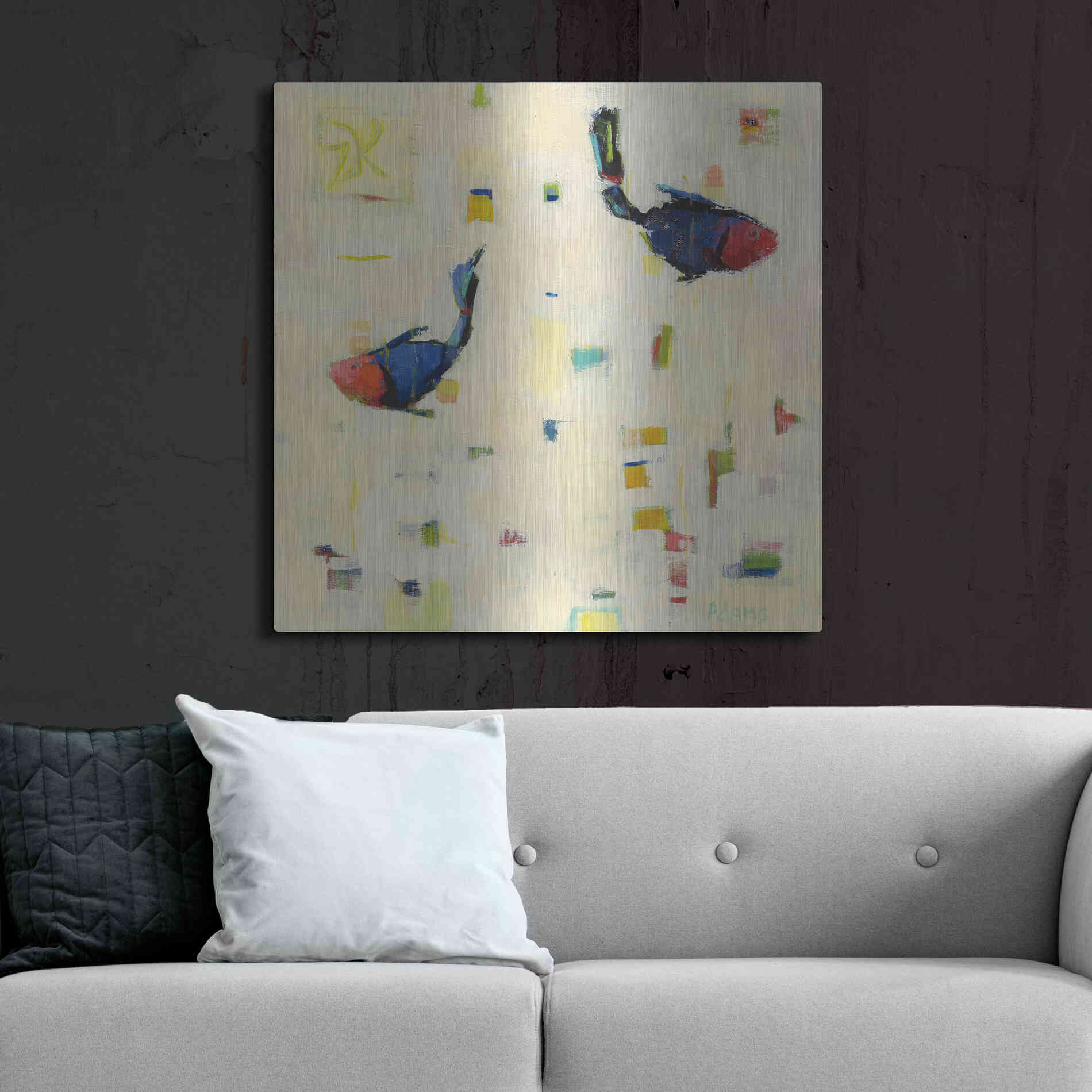 Luxe Metal Art 'One Fish Two Fish' by Phyllis Adams, Metal Wall Art,36x36