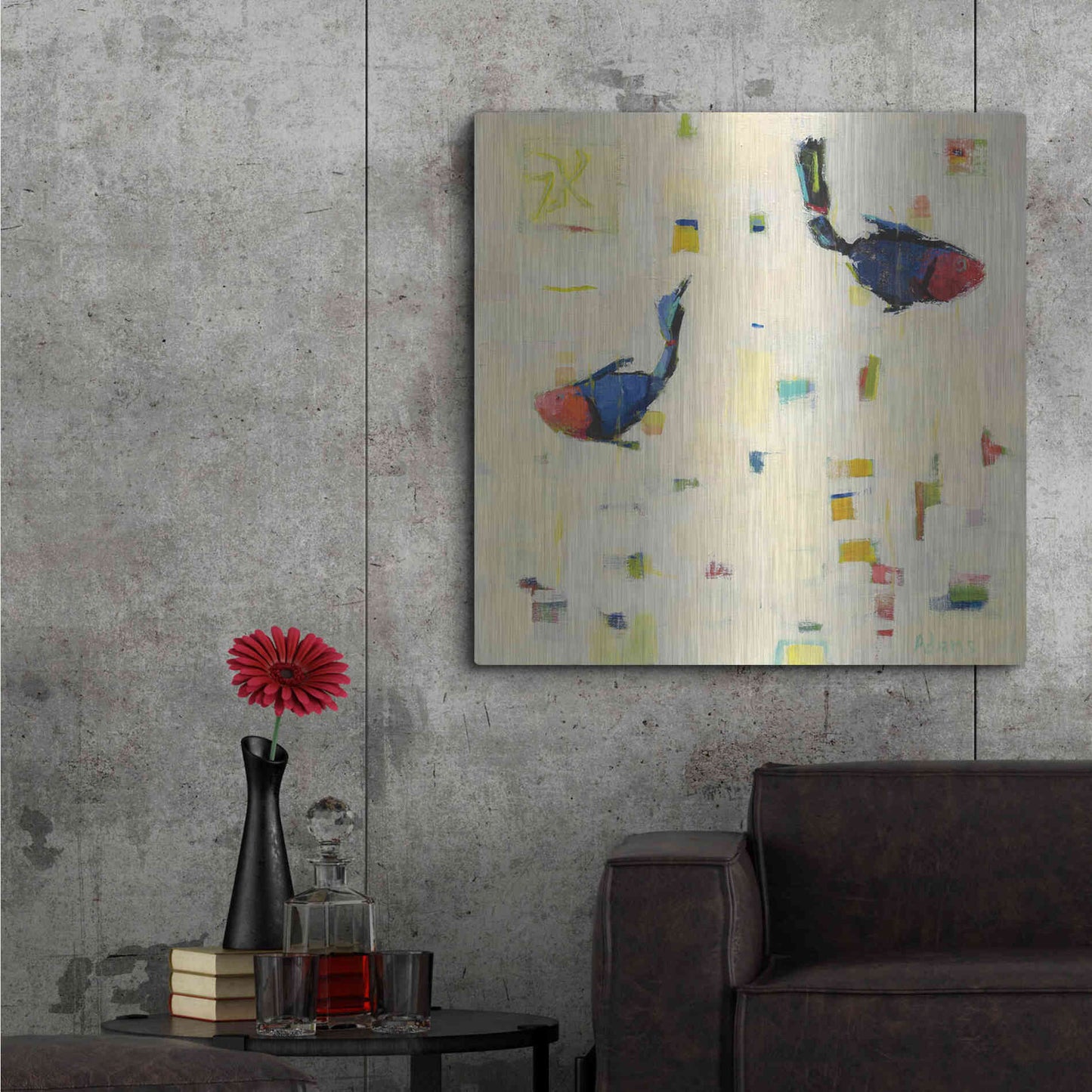 Luxe Metal Art 'One Fish Two Fish' by Phyllis Adams, Metal Wall Art,36x36
