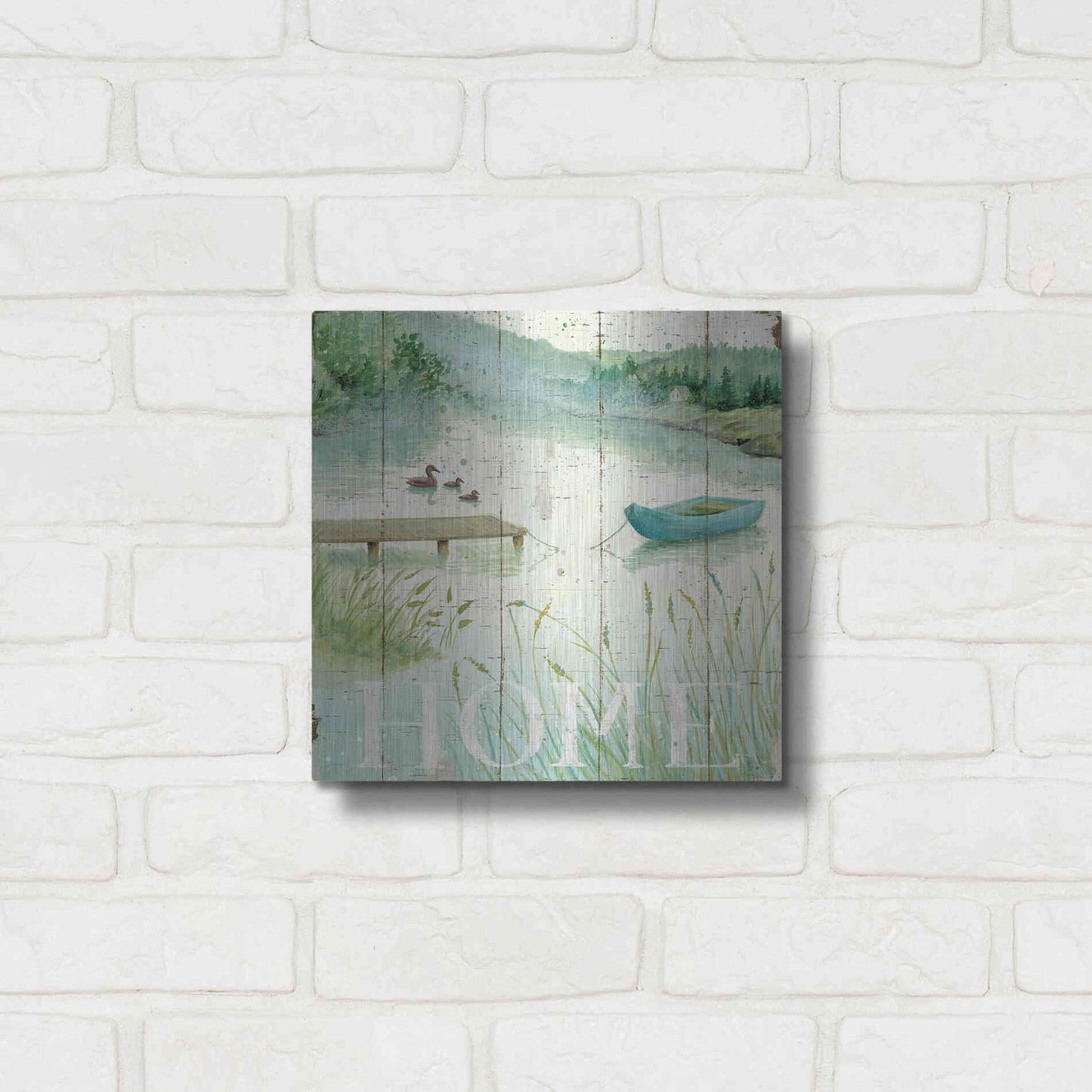 Luxe Metal Art 'Lakeside I' by Daphne Brissonet, Metal Wall Art,12x12