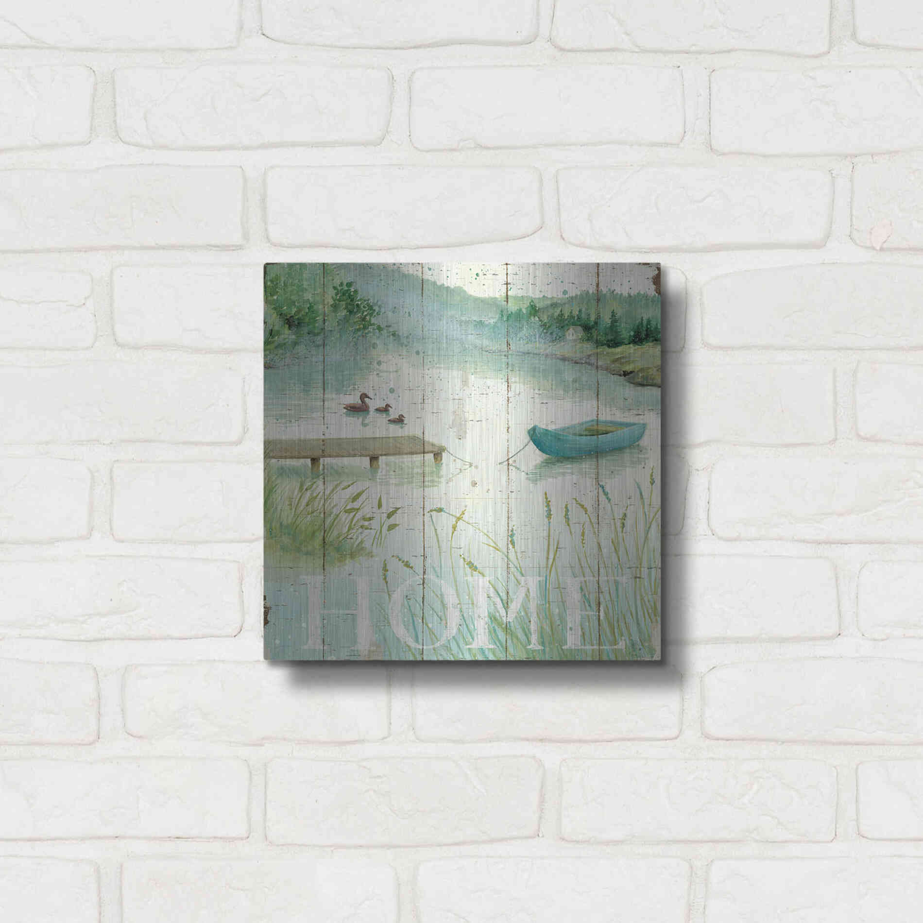 Luxe Metal Art 'Lakeside I' by Daphne Brissonet, Metal Wall Art,12x12